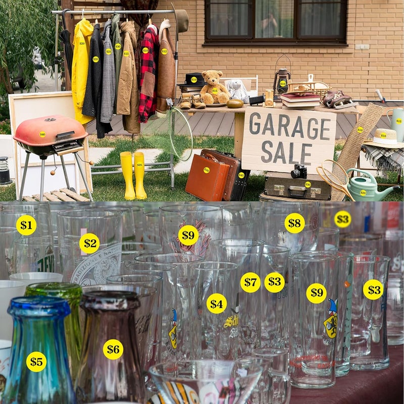 Aurtho 2000 Pcs 3/4" Garage Sale Price Stickers Sheets, Yellow Yard Sale Price Stickers, Round Color Coding Labels, Circle Dot Sticker for Home Decorative, Office, Classroom, Papers Etc - Image 3